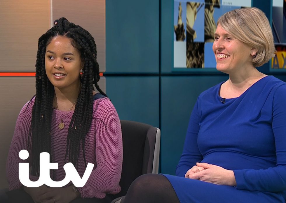 Jessica Hepburn and Amaia on ITV News TV programme