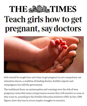 The Times article: Teach girls how to get pregnant